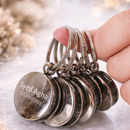 Name Metal Round Keychain With Torch