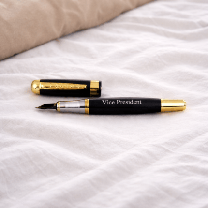 Gold & Black Fountain Pen Name Engraved