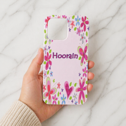 Floral Pink Name Mobile Cover